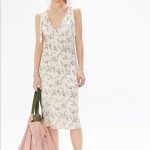 UO// Floral Satin Tie-Shoulder Slip Dress